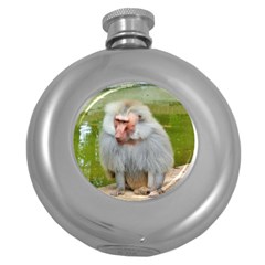 Grey Monkey Macaque Hip Flask (round)