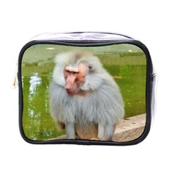 Grey Monkey Macaque Mini Travel Toiletry Bag (one Side)