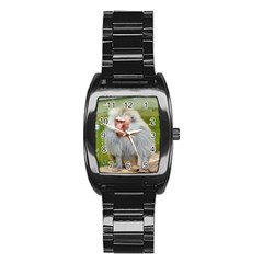 Grey Monkey Macaque Stainless Steel Barrel Watch