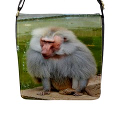 Grey Monkey Macaque Flap Closure Messenger Bag (large)