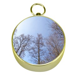 Large Trees In Sky Gold Compass by yoursparklingshop