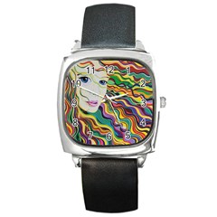 Inspirational Girl Square Leather Watch