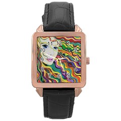 Inspirational Girl Rose Gold Leather Watch 