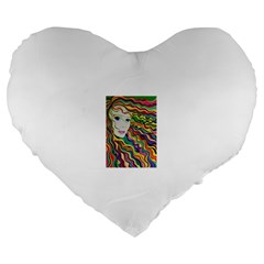 Inspirational Girl Large 19  Premium Flano Heart Shape Cushion by sjart