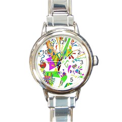 Splatter Life Round Italian Charm Watch by sjart