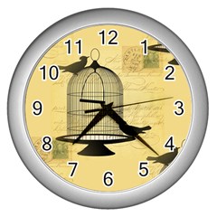 Victorian Birdcage Wall Clock (silver)