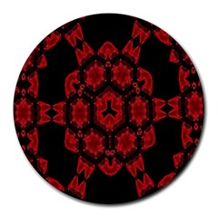 Red Alaun Crystal Mandala 8  Mouse Pad (round) by lucia