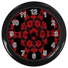 Red Alaun Crystal Mandala Wall Clock (black)