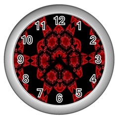 Red Alaun Crystal Mandala Wall Clock (silver)