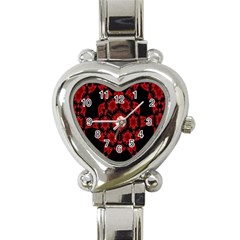 Red Alaun Crystal Mandala Heart Italian Charm Watch 