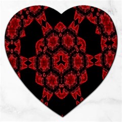 Red Alaun Crystal Mandala Jigsaw Puzzle (heart) by lucia