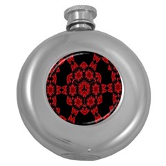 Red Alaun Crystal Mandala Hip Flask (round)