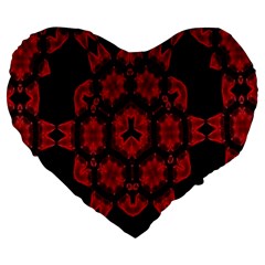 Red Alaun Crystal Mandala Large 19  Premium Heart Shape Cushion