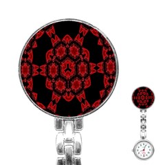 Red Alaun Crystal Mandala Stainless Steel Nurses Watch