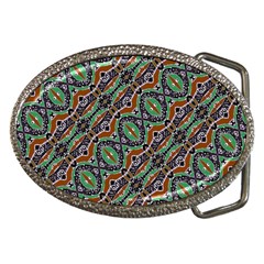 Colorful Tribal Geometric Print Belt Buckle (oval)