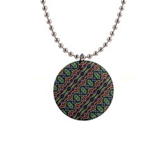 Colorful Tribal Geometric Print Button Necklace