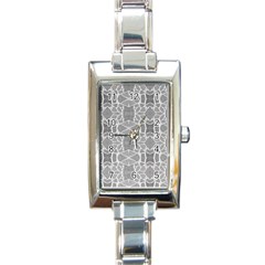 Grey White Tiles Geometry Stone Mosaic Pattern Rectangular Italian Charm Watch by yoursparklingshop