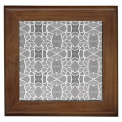 Grey White Tiles Geometry Stone Mosaic Pattern Framed Ceramic Tile