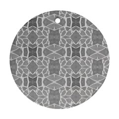 Grey White Tiles Geometry Stone Mosaic Pattern Round Ornament