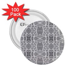 Grey White Tiles Geometry Stone Mosaic Pattern 2 25  Button (100 Pack)