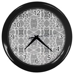 Grey White Tiles Geometry Stone Mosaic Pattern Wall Clock (black)