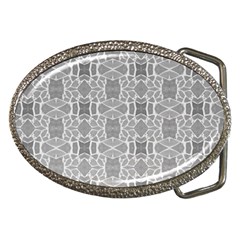 Grey White Tiles Geometry Stone Mosaic Pattern Belt Buckle (oval)