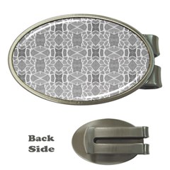 Grey White Tiles Geometry Stone Mosaic Pattern Money Clip (oval)