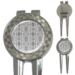 Grey White Tiles Geometry Stone Mosaic Pattern Golf Pitchfork & Ball Marker