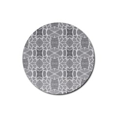 Grey White Tiles Geometry Stone Mosaic Pattern Drink Coaster (round)