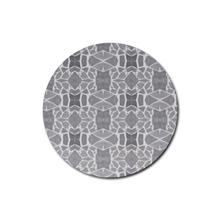 Grey White Tiles Geometry Stone Mosaic Pattern Drink Coaster (Round)