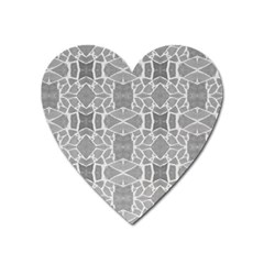 Grey White Tiles Geometry Stone Mosaic Pattern Magnet (heart)