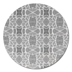 Grey White Tiles Geometry Stone Mosaic Pattern Magnet 5  (round)