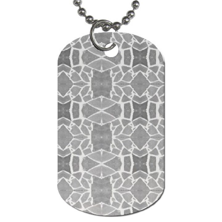 Grey White Tiles Geometry Stone Mosaic Pattern Dog Tag (Two-sided) 