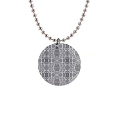 Grey White Tiles Geometry Stone Mosaic Pattern Button Necklace by yoursparklingshop