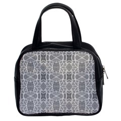 Grey White Tiles Geometry Stone Mosaic Pattern Classic Handbag (two Sides) by yoursparklingshop