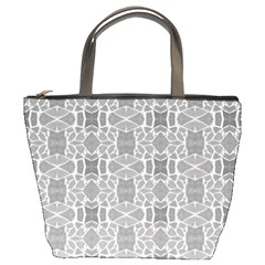 Grey White Tiles Geometry Stone Mosaic Pattern Bucket Handbag by yoursparklingshop