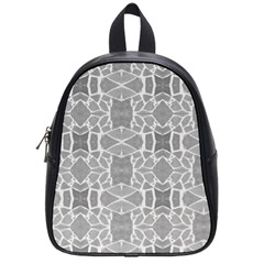 Grey White Tiles Geometry Stone Mosaic Pattern School Bag (small)