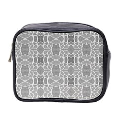 Grey White Tiles Geometry Stone Mosaic Pattern Mini Travel Toiletry Bag (two Sides)