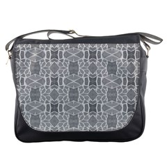 Grey White Tiles Geometry Stone Mosaic Pattern Messenger Bag by yoursparklingshop