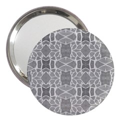 Grey White Tiles Geometry Stone Mosaic Pattern 3  Handbag Mirror by yoursparklingshop