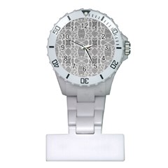 Grey White Tiles Geometry Stone Mosaic Pattern Nurses Watch by yoursparklingshop