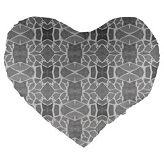 Grey White Tiles Geometry Stone Mosaic Pattern Large 19  Premium Flano Heart Shape Cushion