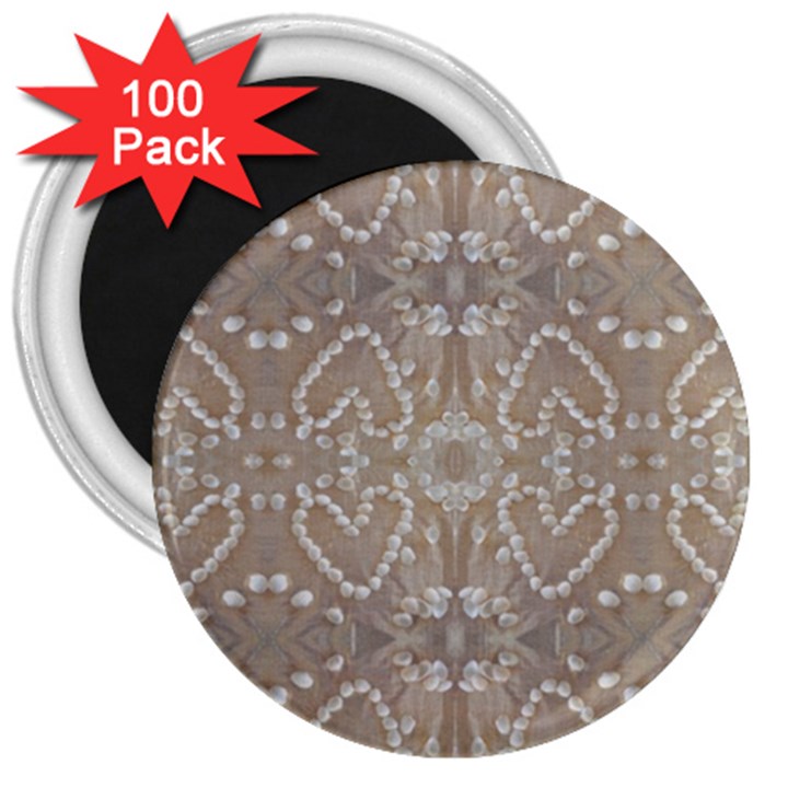 Love Hearts Beach Seashells Shells Sand  3  Button Magnet (100 pack)