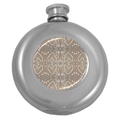 Love Hearts Beach Seashells Shells Sand  Hip Flask (round)