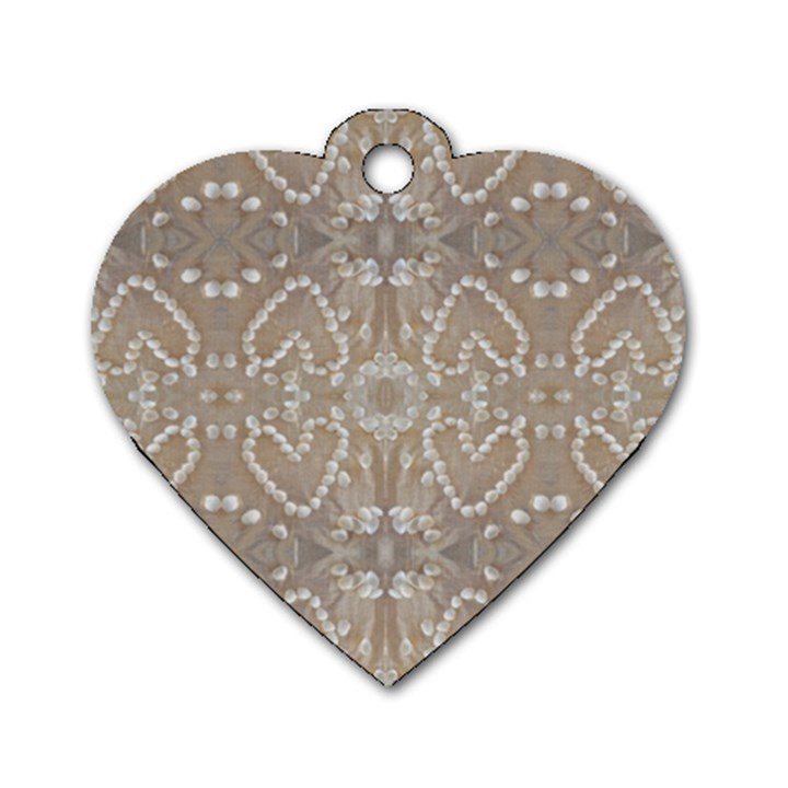 Love Hearts Beach Seashells Shells Sand  Dog Tag Heart (Two Sided)