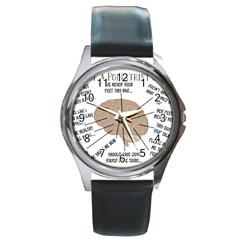 Atlas Of A Podiatrist s Brain Round Leather Watch (silver Rim)