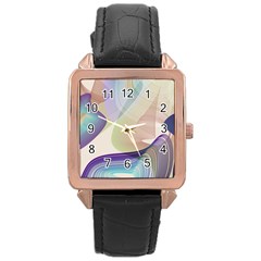 Abstract Rose Gold Leather Watch 