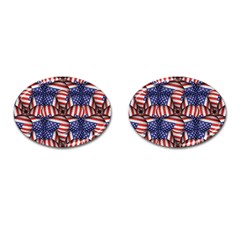 4th Of July Modern Pattern Print Cufflinks (oval) by dflcprintsclothing