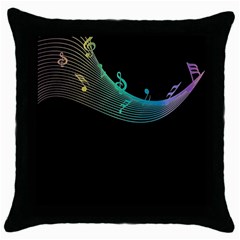 Musical Wave Black Throw Pillow Case