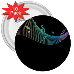 Musical Wave 3  Button (10 Pack)